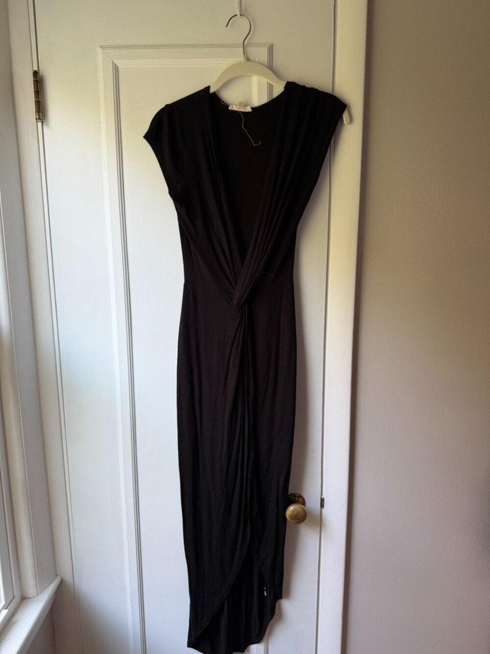 Rolla Coster Black Twist Front Deep V Maxi Dress Size Small